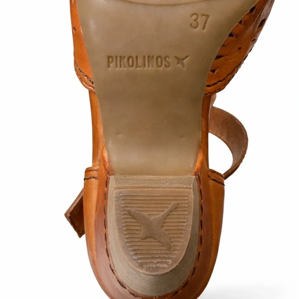 PIKOLINOS Spain Leather Comfort Heels Brown Cut-Out Ankle Strap Boho Pumps EU 37 - Picture 16 of 17